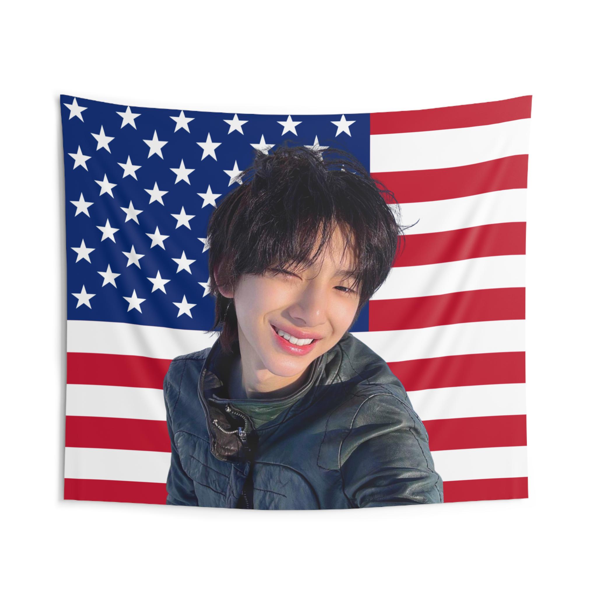 Kpop Cortis J-Juhoon America Flag Tapestry - Indoor Wall Tapestries, Room Decor, Home Wall Art, Kpop Fans Gift, Cortis Merch 40X60CM