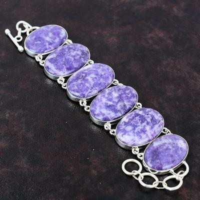 Lepidolite Bracelet Dainty Gemstone Bracelet 925 Sterling Silver Bracelet Adjustable Chain Bracelet Handmade Lepidolite Jewelry Gift For Her
