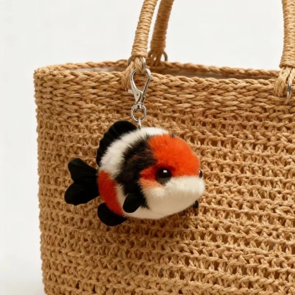 Super Cute Soft Koi Bag Pendant Tri Color Lucky Pendant Keychain Goldfish Keychain Decoration