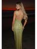 Elegant 2025 Sequin Rhinestone Bodycon Evening Dress with Double Shoulder Strap