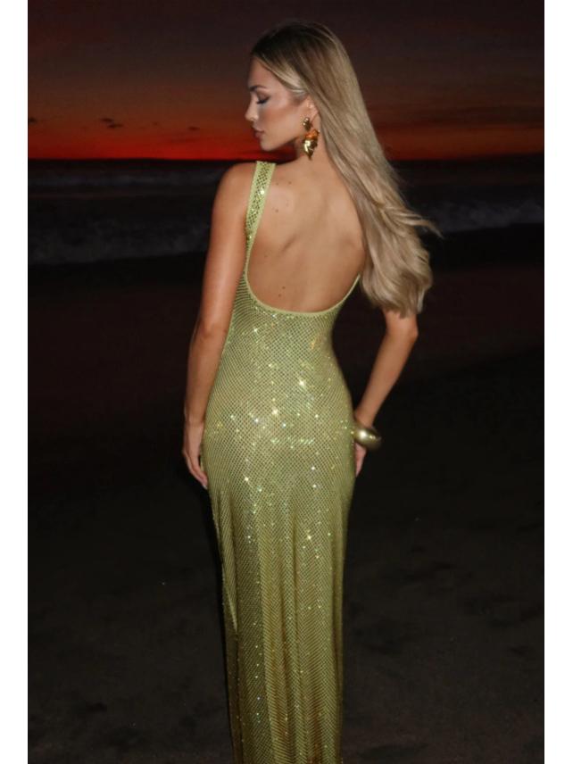 Elegant 2025 Sequin Rhinestone Bodycon Evening Dress with Double Shoulder Strap