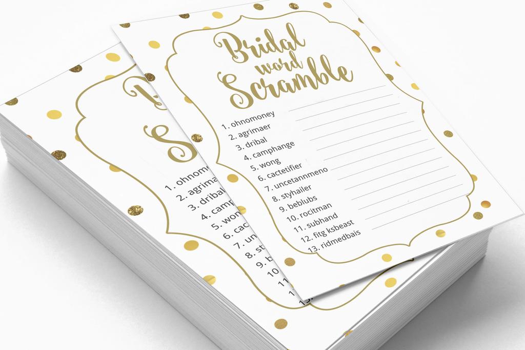 Inkdotpot 50A  Gold ConfettiA  BingoA  GameA  CardsA  For Bridal Wedding Shower Bachelorette Party Bulk Blank Square Fill In Gift