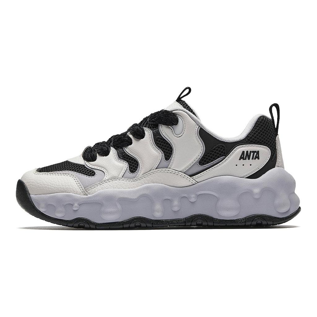 Anta Milk Candy Cushioning Height Increasing Abrasion Resistant Lightweight Low top Casual Shoes Women's Black Gray 922618887-4