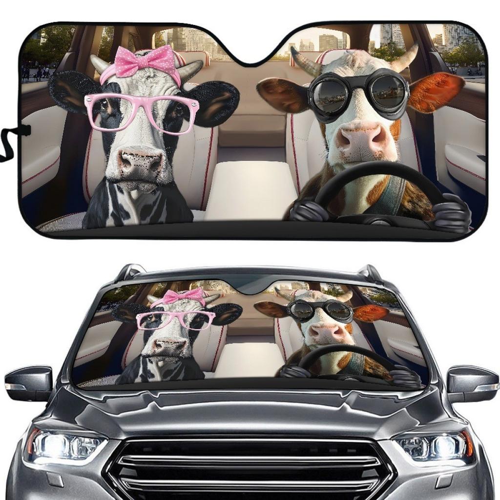 Giraffe Printed Aluminum Foil Sun Visor, Sun Protection And Heat Insulation Pad, Car Cute Pet