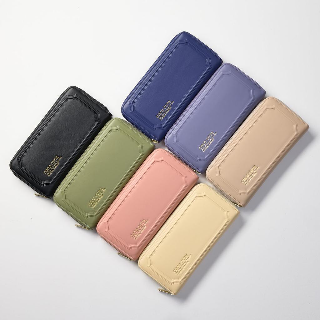 COCO CUTE Women's Frame Long Wallet, Easy-to-Use Round Zipper, Large Capacity, with Coin Purse, Perfect Gift, Original Boxed, Lavender