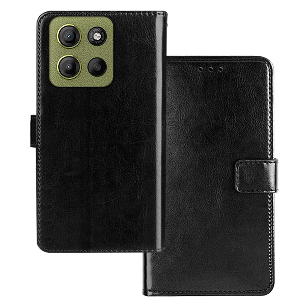 IDEWEI For Motorola Moto G15 Power 4G Case Wallet Leather Phone Cover Crazy Horse Texture
