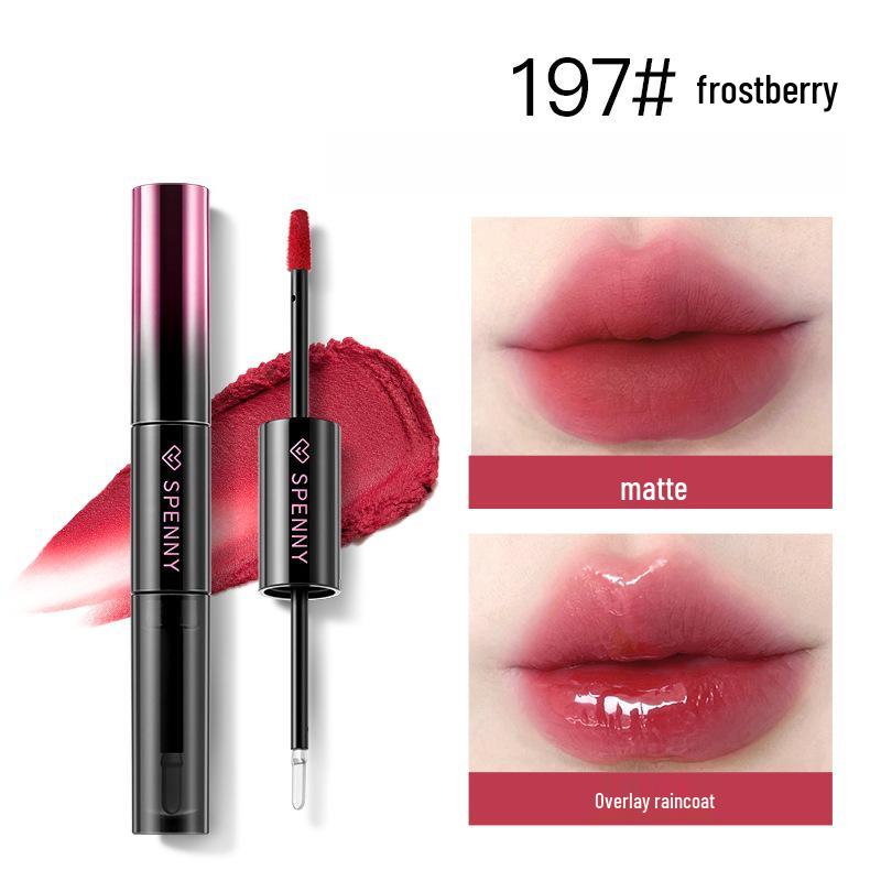 Shapeni Double-Ended Mirror Lip Gloss & Plump Lip Mud - Long-lasting, Non-Staining, Ideal for Students, Asian Makeup.
