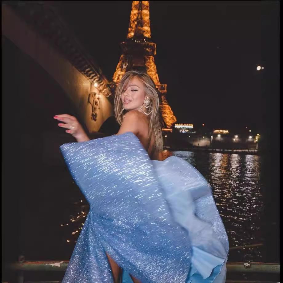 Elegant Long Ball Dress 2025 Spring New Tube Top Sequined Evening Dress Banquet Temperament Thin Dress Women