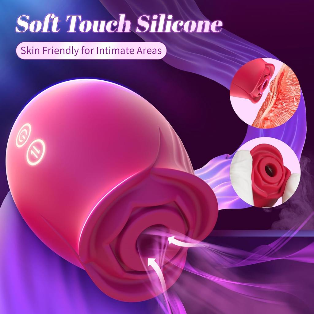 Sex Toys Rose Dildo Vibrator - Upgraded Adult Toys with 5 Sucking & Vibrating Modes for Women Clitoral Nipple, Rose Sucker Sex Toy Clitoral G Spot