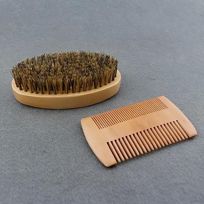 Spazzola Professionale in Setole di Cinghiale con Manico in Legno per Barba Pettine da Parrucchiere Pennello da Rasatura Pettine per Baffi da Uomo Set Pettini per Capelli