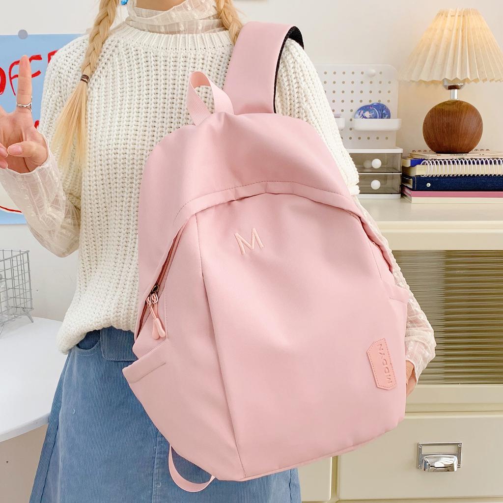 Schoolbag Korean version ins simple backpack women's high-value girl light travel backpack solid color new student schoolbag