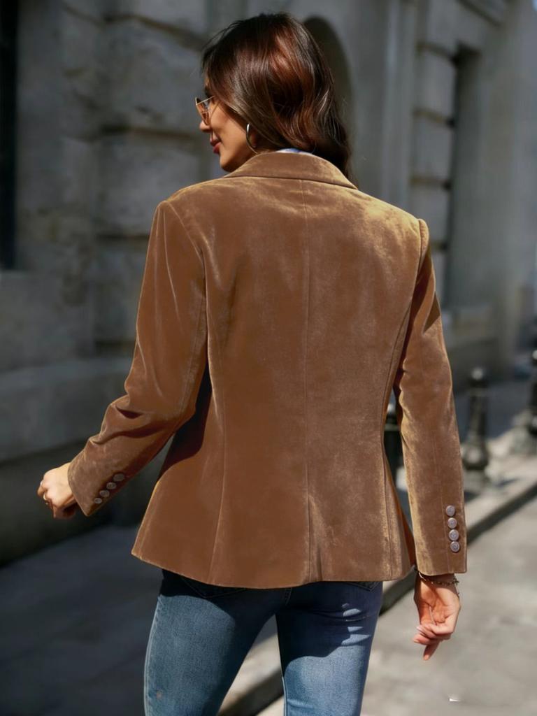 Spring New Arrivals  Velvet Elegant Slim Fit Pocket Blazer