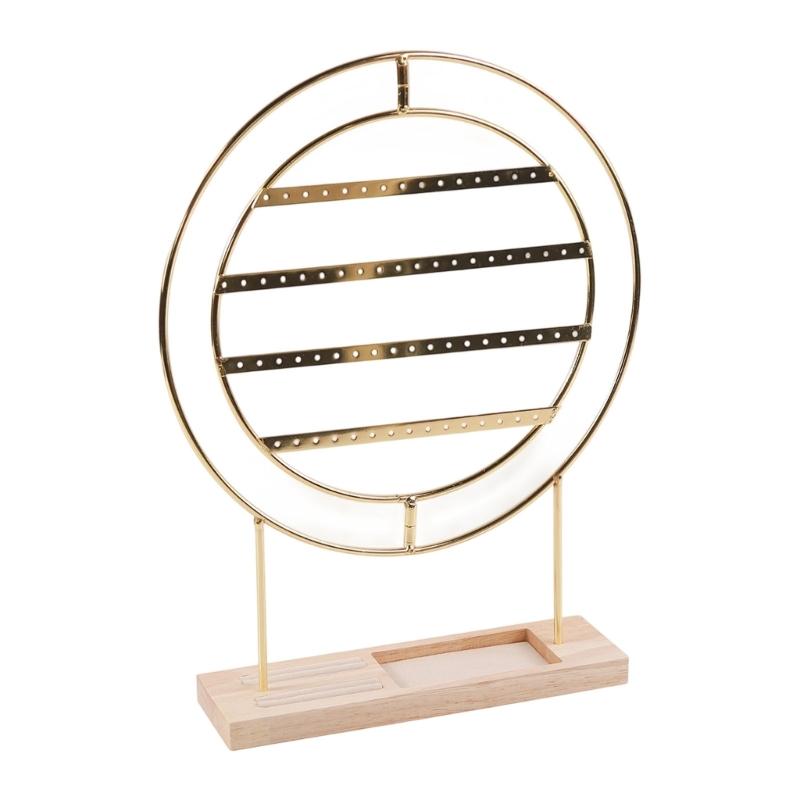 Modern Farmhouse Earring Display Stand With Wood Base Metal Frame Jewelry Organizers For Home Store Wedding Gift