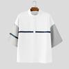 INCERUN Oversized Men Casual Loose Half Sleeve Stitching Striped Shirts