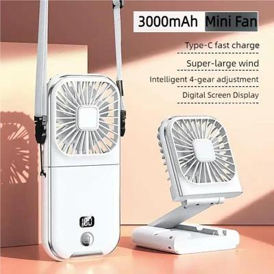 Foldable Hanging Neck Fan Cooling Desktop Refrigeration Handheld USB Mini Fan Camping Mute Ventilador Air Cooler for Sports Fan