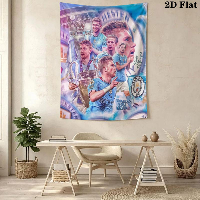 Forever MCFC BlueWall Hanging Printed Fabric Blanket Decorative Tapestries for Bedroom Living Room Home Decor