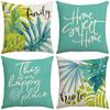 New Nordic Green Plants and Flowers Sofa Pillow Cushions Home Soft Furnishings Linen Letter Print Square Pillow