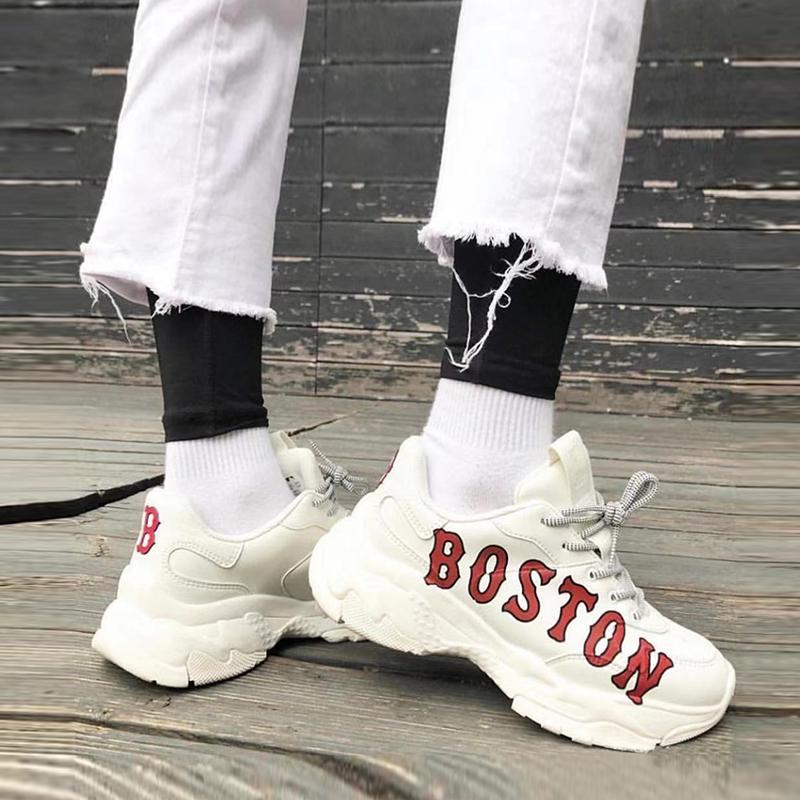 MLB Big Ball Chunky Synthetic Leather Sports Fashion Trend Shock Absorption Non-Slip Wear-Resistant Increased Height Low-Top Dad Shoes 32SHC2011-43I