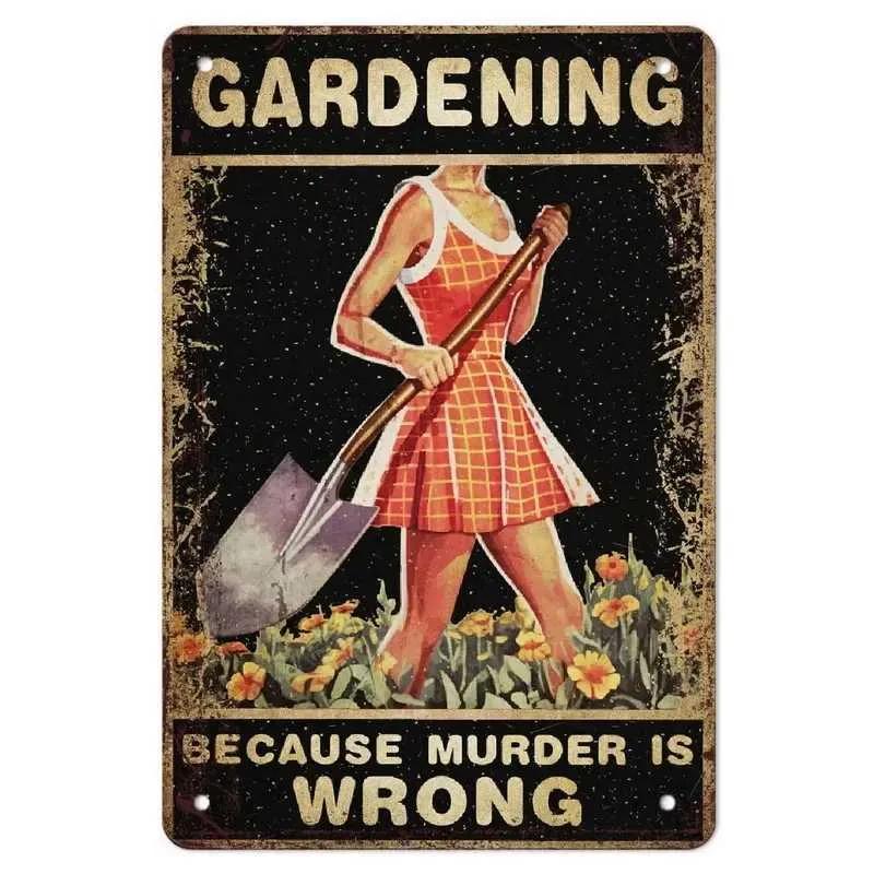 Because Murder Is Wrong Retro Garden Metal Tin Sign Wall Decoration Home Garden Bar Coffee Club Bar Retro Poster Square