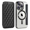 For iPhone 15 Pro RFID Blocking Built-in Lens Film Phone Case Card Holder Leather Cover Compatible with MagSafe