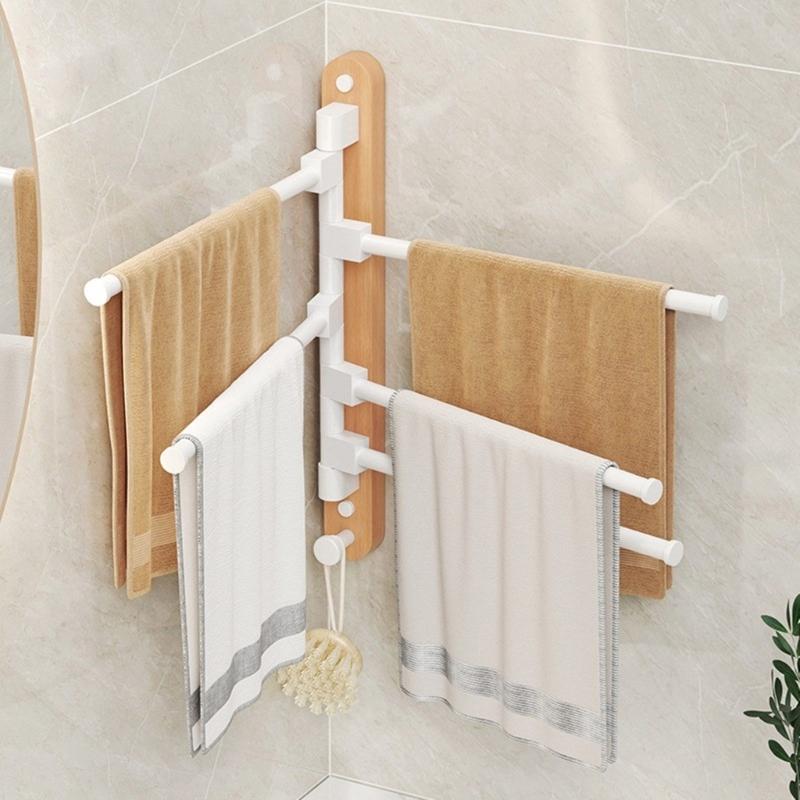 Platzsparender Handtuchhalter für Badezimmer Einfache Montage Doppelt ausziehbarer Stab Moderne Handtuchhalter für Badezimmerwand Tür