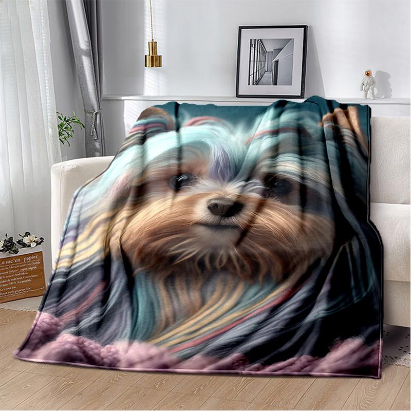 Ковдра з мультяшним хаскі, самоє, чихуахуа, померанський шпіц Кокі, м'яка ковдра для дому, спальні, дитяча ковдра для дивана