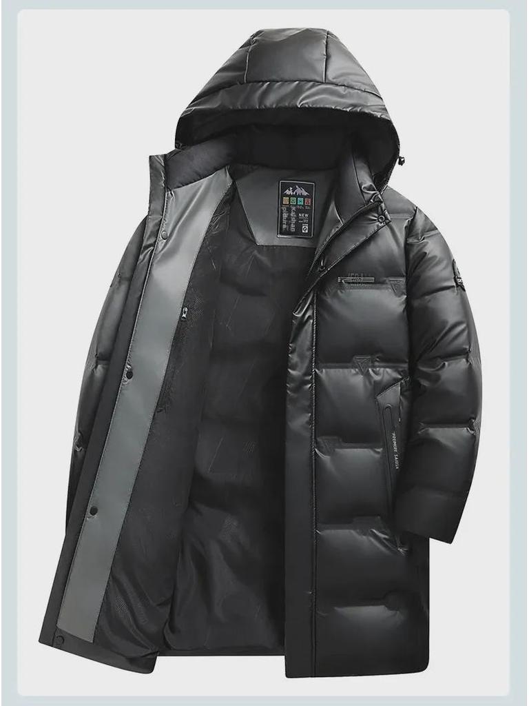 2024 Men's Winter White Duck Down Hooded Jacket - Thickened, Mid-Length, Casual Business Wear