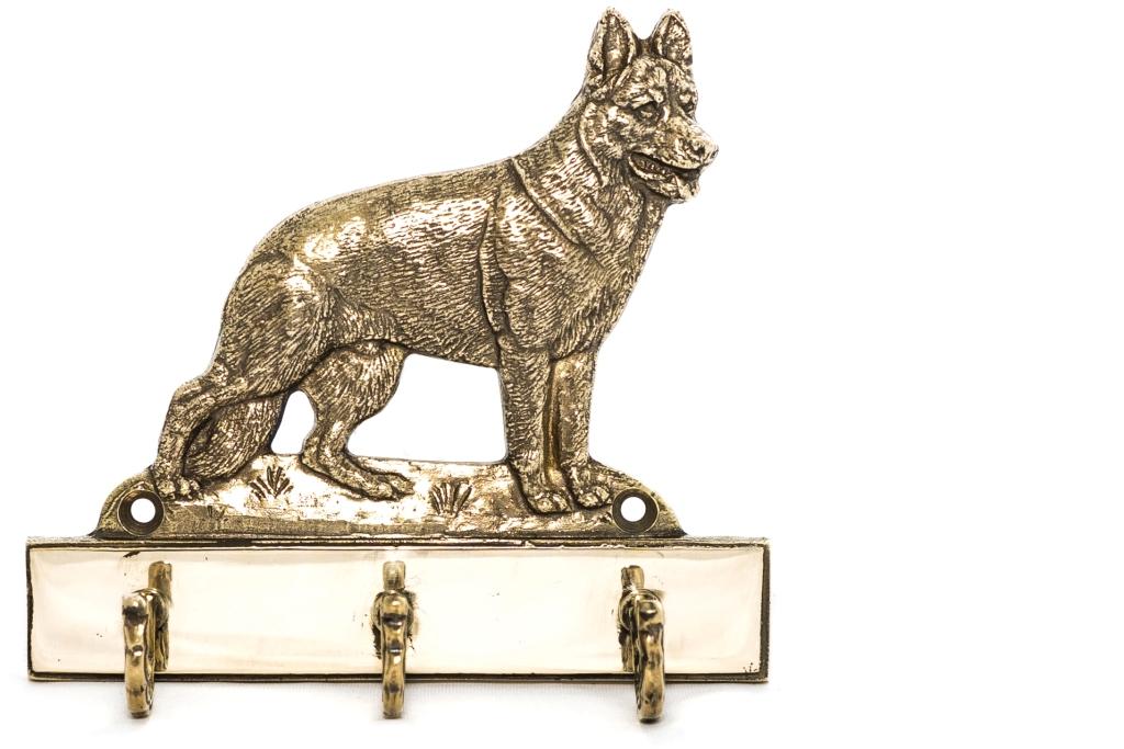 German Shepherd Dog – Key holder with a dog, brass handle for dog accessories | Art-Dog