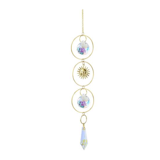 Faux Crystal Suncatcher, Colorful Prisms Window Hanging Sun Catcher, Moon Sun Rainbow Maker Chain Pendant for Garden Home Decor