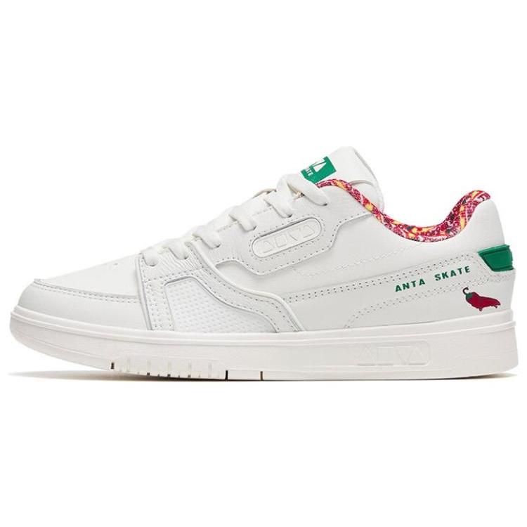 

New Anta AOYU Slip Resistant Shock Absorbers Low Top Skateboard Shoes Unisex White Green 122319238-4 41
