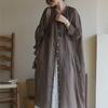 Spring Autumn Women's Vintage Ramie Shirt Dress Women Lantern Sleeve Design Dresses Loose Thin Vestidos