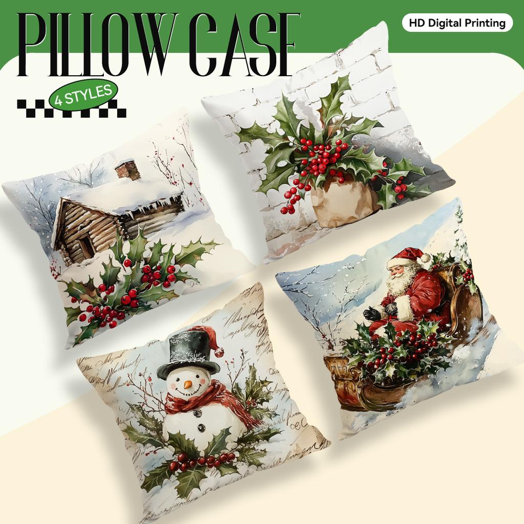 Vintage Christmas Decoration Pillowcase Bedroom Sofa Cushion Cover 100% Polyester Living Room Cushion Pillowcase Home Decor