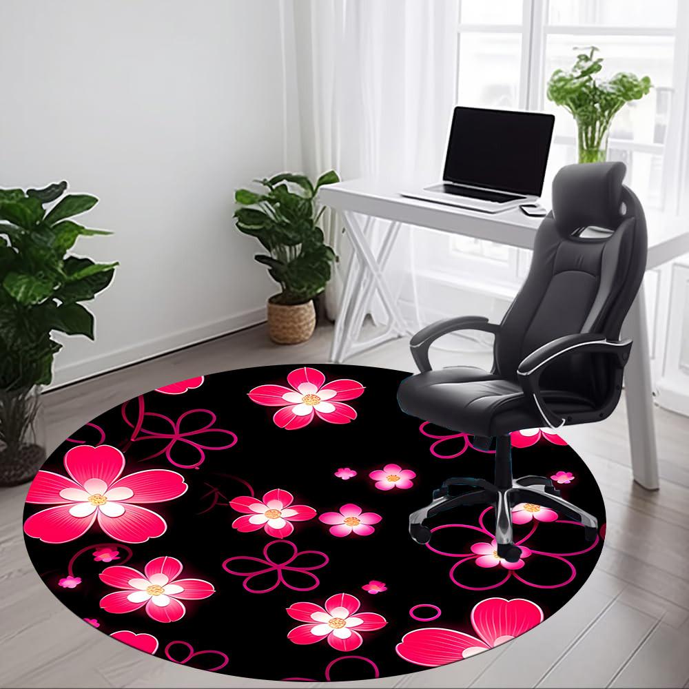 1PC Floral Pattern Chair Carpet for Office, Indoor Non-Slip Washable Carpet, Soft Comfortable Mat For Office Room yy250930137