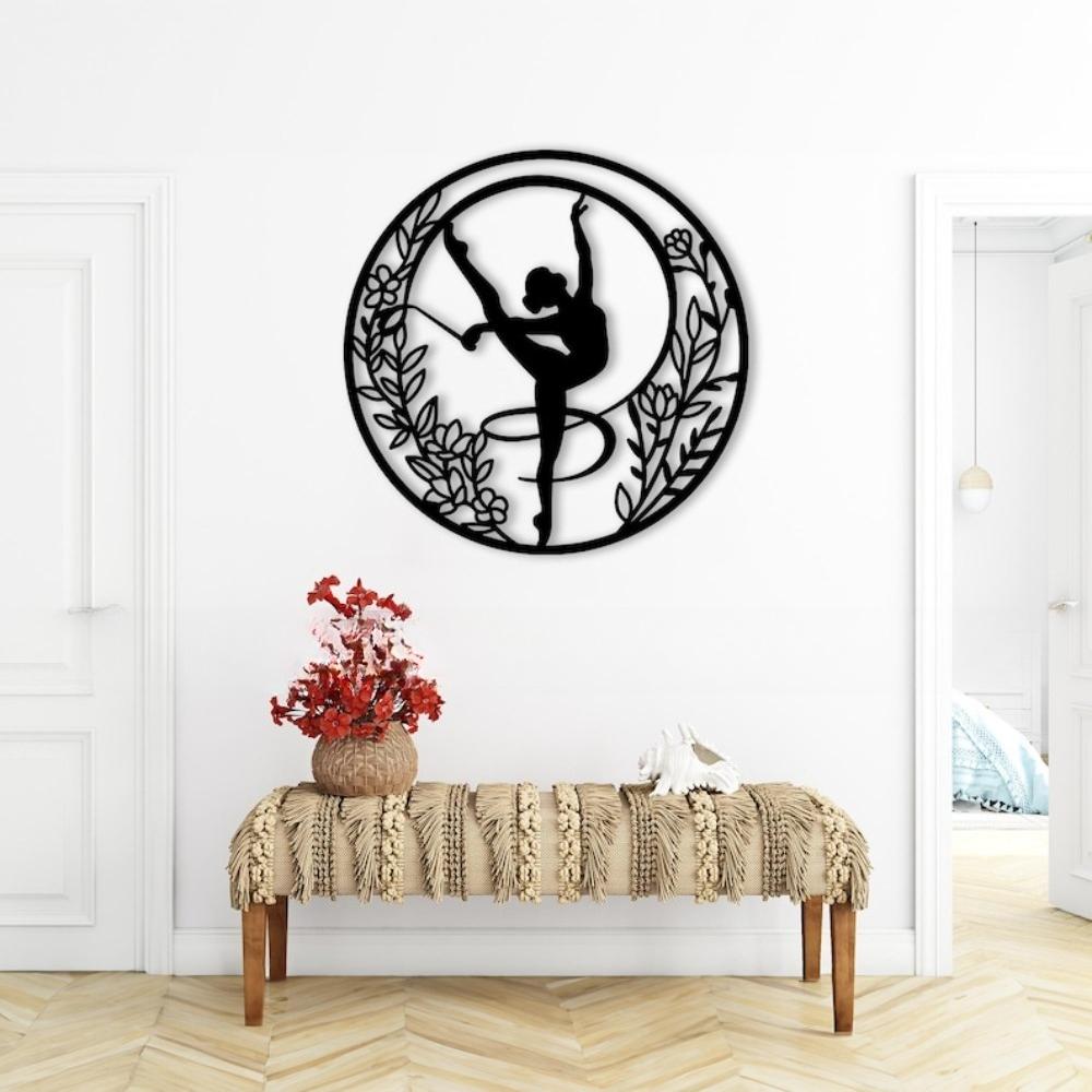 Floral Round Metal Wall Art Ballerina Dance Home Decor
