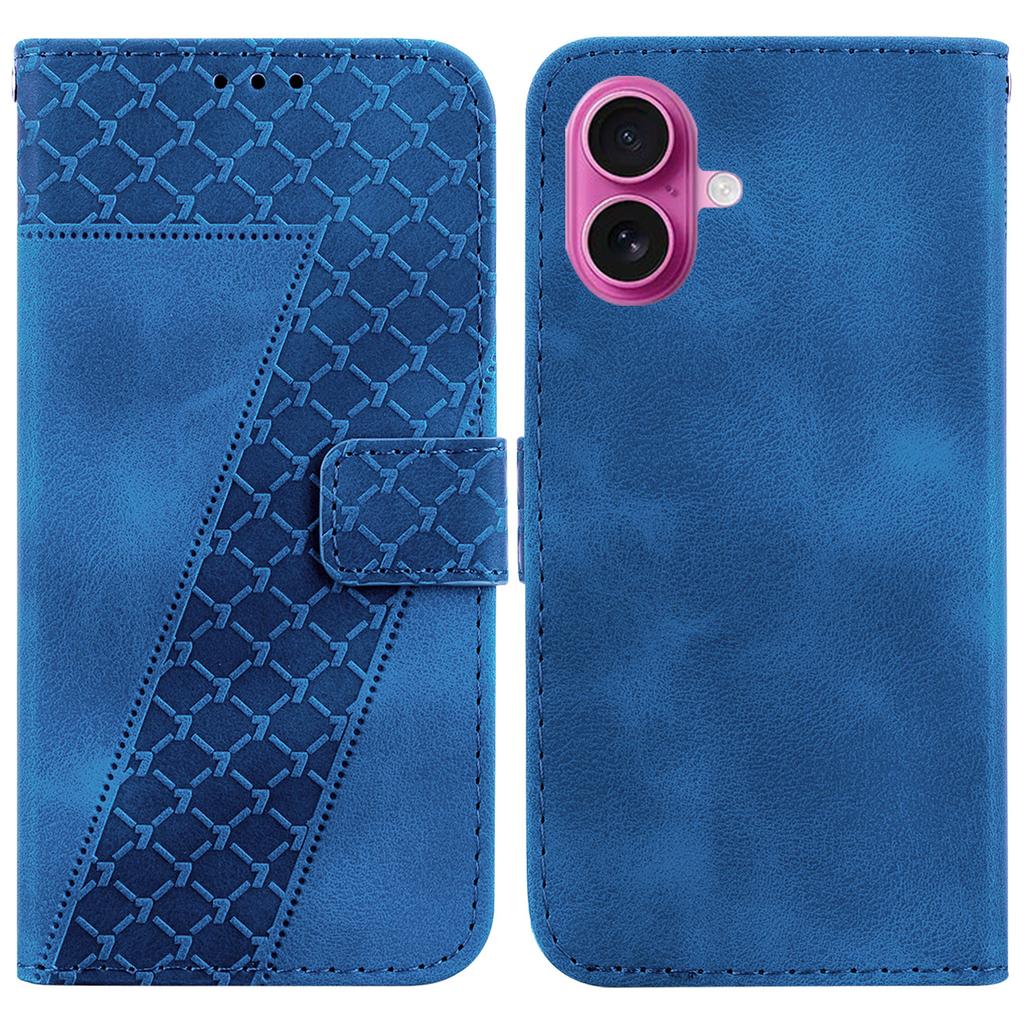 Etui stojakowe na iPhone 17 ze wzorem 7, skórzane etui na telefon z paskiem