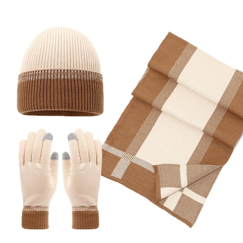 Fashion Knitted Hat Scarf Gloves Set For Winter Warmth With Stylish Design For Men Women