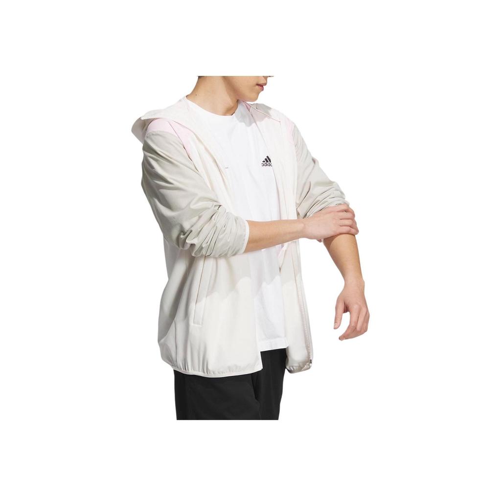 Adidas Casual Zip-Up Hooded Long Sleeve Jacket Unisex Pink White JJ1305
