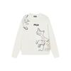 Fila Embroidered Animal Pattern Casual Long Sleeve Knit Top Women Tops Light-Beige F11W348409F-IV