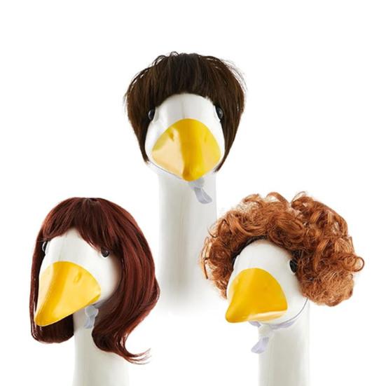 3 Pcs Porch Goose Braid Wig Outdoor Goose Statues Outfit Accessories