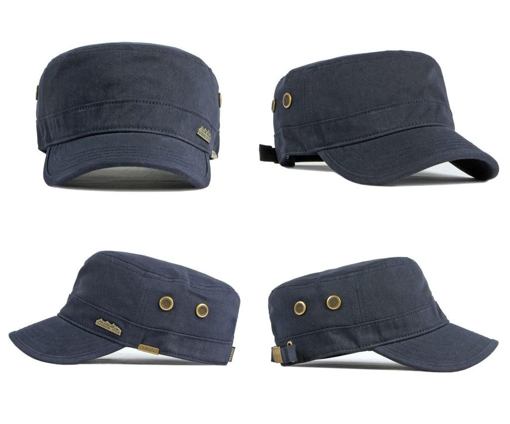 AXIAO Cotton Military Work Adjustable for Fall and Winter Outdoors and Fishing Men's 100% Cap, Size, (Blue)