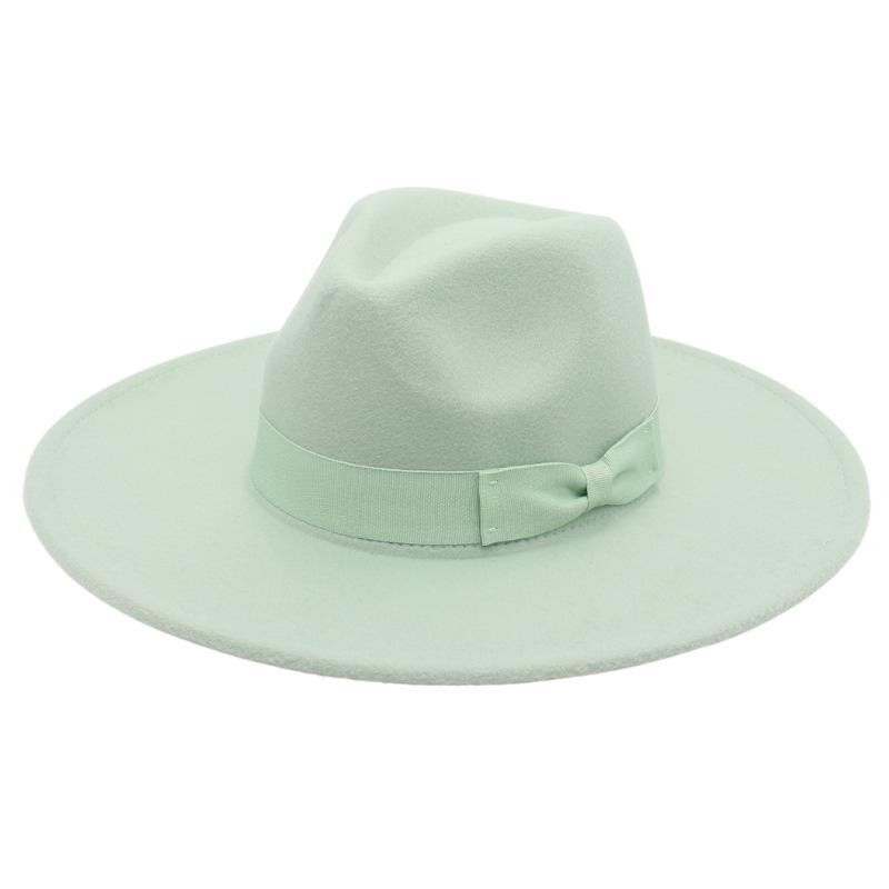 Jazz Hat Retro Men'S And Women'S Cotton Felt Hat Big Brim Panama Hat Gold Chain Hat