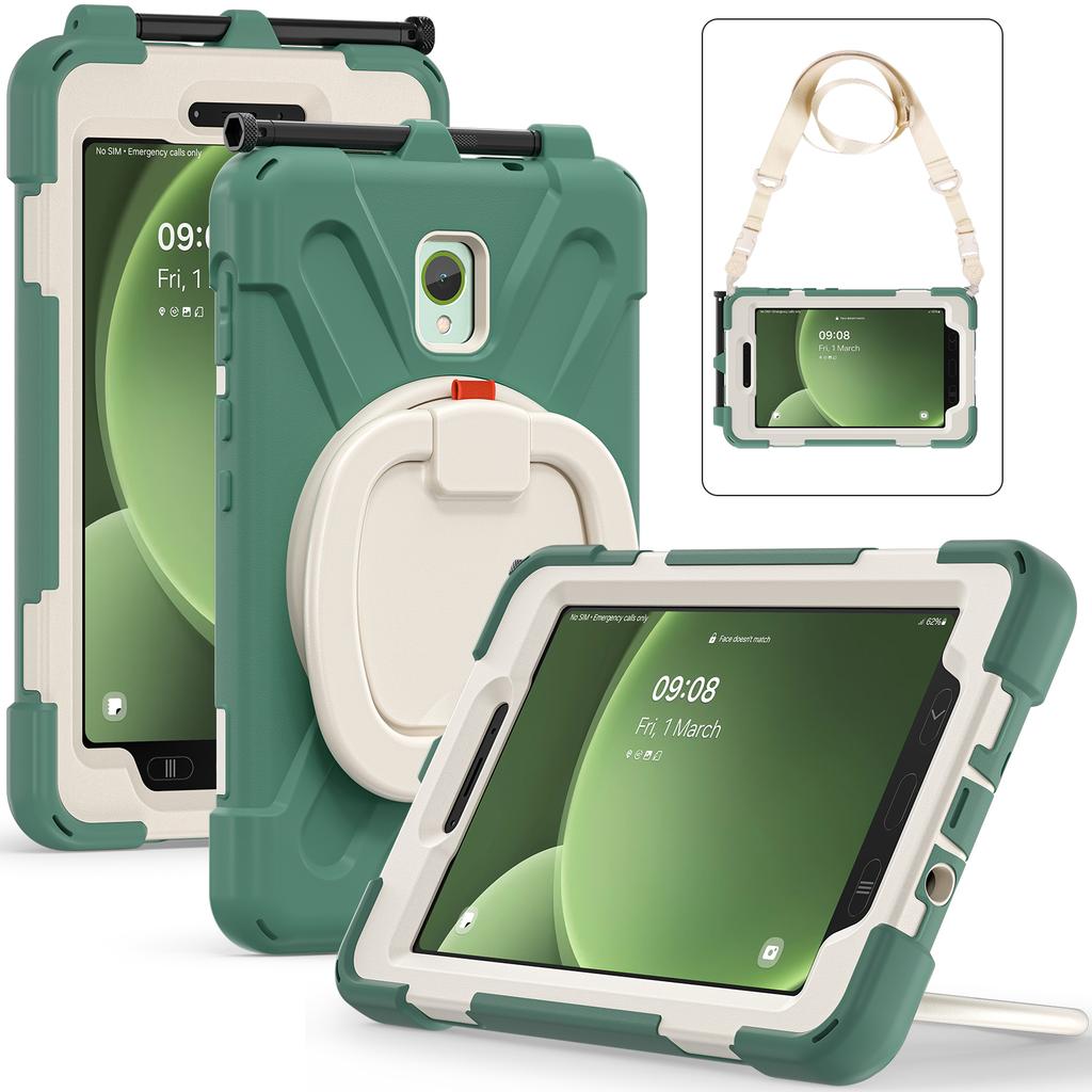 360 Rotating Kids Case Universal for Samsung Galaxy Tab Active 5 3 SM-X300 X306B SM-T570 575 8" Armor Stand Cover Shoulder Strap