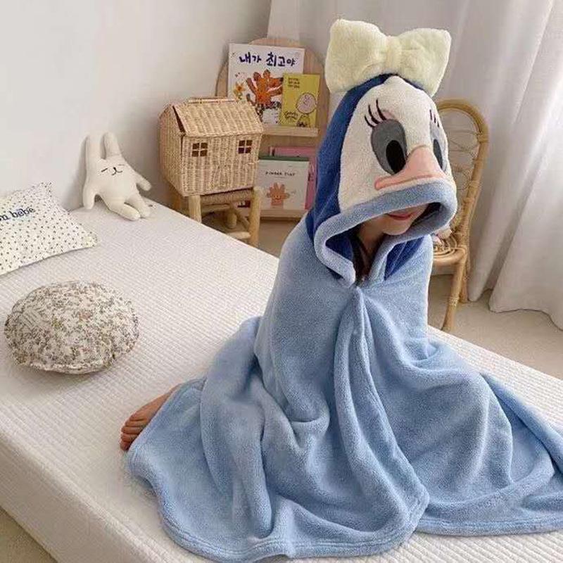 Water-Absorbent Cartoon Hooded Bath Towel Cape for Newborns & Toddlers