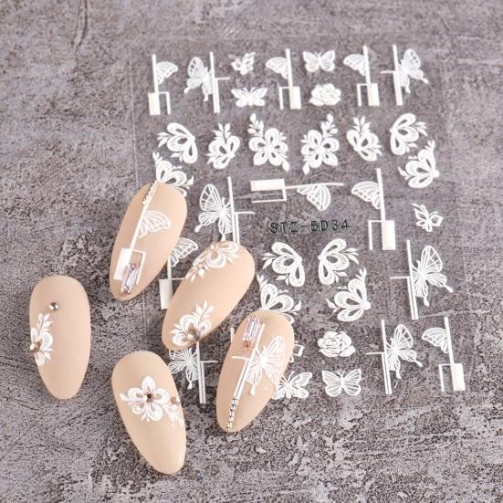 Yousheng Geprägter Nagelsticker Blumen-Abziehbild DIY Nagelkunst Dekoration Frühling Sommer Blume Nageldekoration Sticker Nagelzubehör