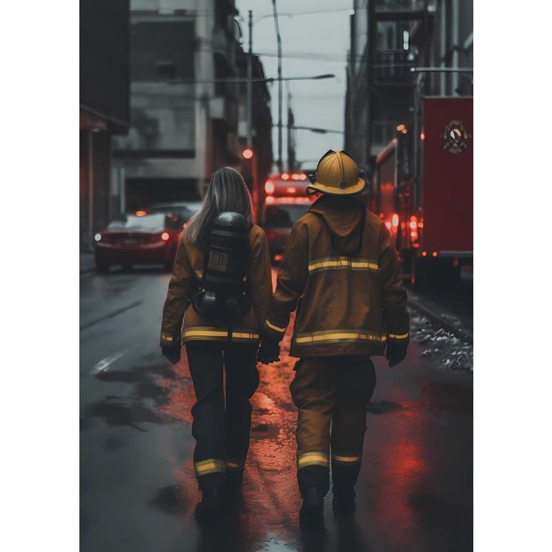 Vintage Brave Firefighter Fire Smoke Firefighter Fire Truck Art Posters Canvas Painting Wall Prints Picture for Room Home Decor