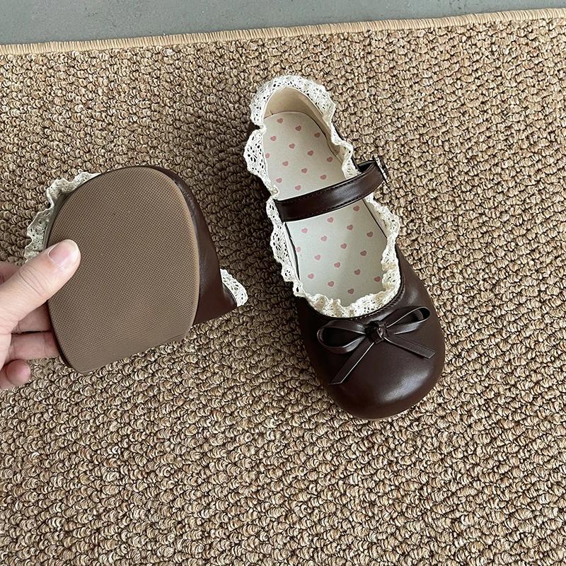 Fashion Spring New Butterfly-knot Women Flats Round Toe Shallow Ladies Casual Ballet Shoes Soft Leather Eelgant Dress Shoes