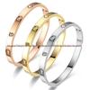 Cross-border Titanium Steel Gold Bangle with Zircon for Couples