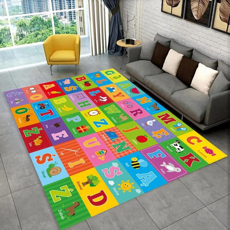 ABC Cartoon Alphabet Kids Bedroom Carpet for Home Living Room Decor Hallway Non-slip Floor Mat Hotel Sofa Coffee Table Area Rugs