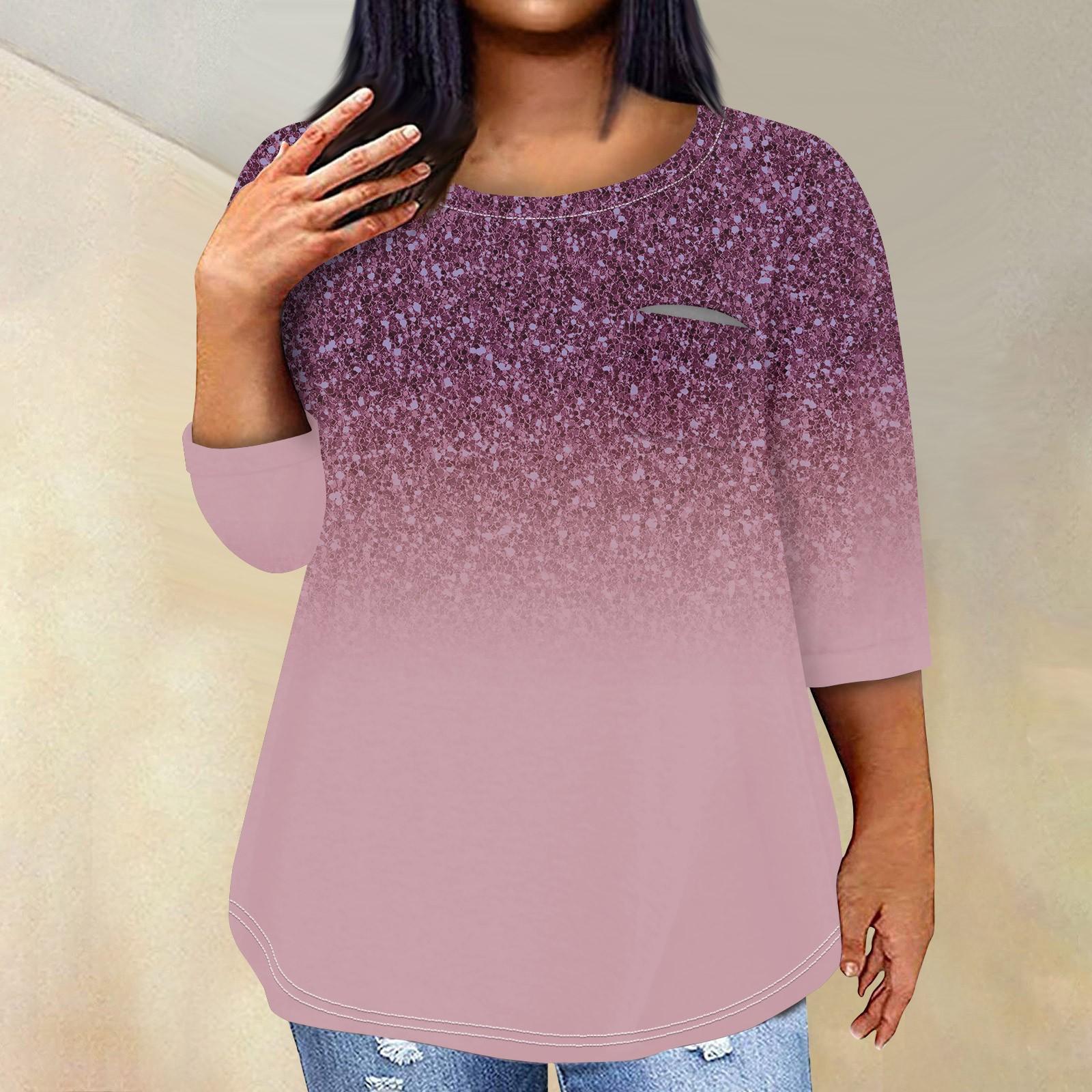 

Женский модный повседневный пуловер с круглым вырезом и рукавом три четверти с принтом, топ с рукавами 4/3 XXXXXL