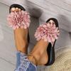 Fashion Fashionable Wedge Sandals for Women 2024 Summer New Beach Thick-soled Flower Decorated High-heeled Slippers for Women Large Size
